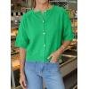 imageCicy Bell Womens Short Sleeve Sweater Cardigan Casual Button Down Lightweight Cropped Ribbed Knit TopsGreen