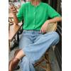 imageCicy Bell Womens Short Sleeve Sweater Cardigan Casual Button Down Lightweight Cropped Ribbed Knit TopsGreen