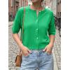 imageCicy Bell Womens Short Sleeve Sweater Cardigan Casual Button Down Lightweight Cropped Ribbed Knit TopsGreen