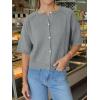 imageCicy Bell Womens Short Sleeve Sweater Cardigan Casual Button Down Lightweight Cropped Ribbed Knit TopsGrey