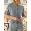 imageCicy Bell Womens Short Sleeve Sweater Cardigan Casual Button Down Lightweight Cropped Ribbed Knit TopsGrey
