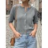 imageCicy Bell Womens Short Sleeve Sweater Cardigan Casual Button Down Lightweight Cropped Ribbed Knit TopsGrey
