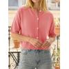imageCicy Bell Womens Short Sleeve Sweater Cardigan Casual Button Down Lightweight Cropped Ribbed Knit TopsWatermelon Red