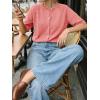 imageCicy Bell Womens Short Sleeve Sweater Cardigan Casual Button Down Lightweight Cropped Ribbed Knit TopsWatermelon Red