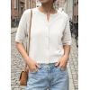 imageCicy Bell Womens Short Sleeve Sweater Cardigan Casual Button Down Lightweight Cropped Ribbed Knit TopsWhite