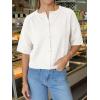 imageCicy Bell Womens Short Sleeve Sweater Cardigan Casual Button Down Lightweight Cropped Ribbed Knit TopsWhite