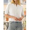imageCicy Bell Womens Short Sleeve Sweater Cardigan Casual Button Down Lightweight Cropped Ribbed Knit TopsWhite
