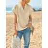 imageCicy Bell Womens Short Sleeve V Neck Blouses Dressy Casual Summer Loose Shirts Trendy Business Pleated Tops Light Khaki