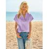 imageCicy Bell Womens Short Sleeve V Neck Blouses Dressy Casual Summer Loose Shirts Trendy Business Pleated Tops Violet