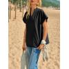 imageCicy Bell Womens Short Sleeve V Neck Blouses Dressy Casual Summer Loose Shirts Trendy Business Pleated TopsBlack