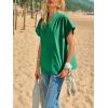 imageCicy Bell Womens Short Sleeve V Neck Blouses Dressy Casual Summer Loose Shirts Trendy Business Pleated TopsGreen