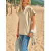 imageCicy Bell Womens Short Sleeve V Neck Blouses Dressy Casual Summer Loose Shirts Trendy Business Pleated TopsLight Khaki