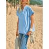 imageCicy Bell Womens Short Sleeve V Neck Blouses Dressy Casual Summer Loose Shirts Trendy Business Pleated TopsSky Blue
