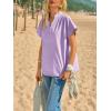 imageCicy Bell Womens Short Sleeve V Neck Blouses Dressy Casual Summer Loose Shirts Trendy Business Pleated TopsViolet
