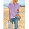 imageCicy Bell Womens Short Sleeve V Neck Blouses Dressy Casual Summer Loose Shirts Trendy Business Pleated TopsViolet