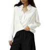 imageCicy Bell Womens Silk Button Down Shirts Long Sleeve Dressy Work Casual Twist Front Satin Blouse TopsWhite