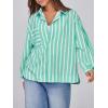 imageCicy Bell Womens Striped Button Down Shirts 2024 Fall Fashion Puff Long Sleeve Loose Fitting Work Tops Light Green