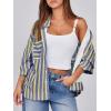 imageCicy Bell Womens Striped Button Down Shirts 2024 Fall Fashion Puff Long Sleeve Loose Fitting Work Tops Yellow
