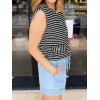 imageCicy Bell Womens Striped Vest Summer Casual Button Down Cap Sleeve Tank Tops Crew Neck Sleeveless CardiganBlack
