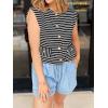 imageCicy Bell Womens Striped Vest Summer Casual Button Down Cap Sleeve Tank Tops Crew Neck Sleeveless CardiganBlack