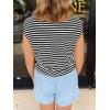 imageCicy Bell Womens Striped Vest Summer Casual Button Down Cap Sleeve Tank Tops Crew Neck Sleeveless CardiganBlack