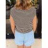 imageCicy Bell Womens Striped Vest Summer Casual Button Down Cap Sleeve Tank Tops Crew Neck Sleeveless CardiganBrown