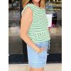 imageCicy Bell Womens Striped Vest Summer Casual Button Down Cap Sleeve Tank Tops Crew Neck Sleeveless CardiganGreen