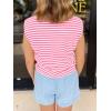 imageCicy Bell Womens Striped Vest Summer Casual Button Down Cap Sleeve Tank Tops Crew Neck Sleeveless CardiganPink