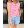 imageCicy Bell Womens Striped Vest Summer Casual Button Down Cap Sleeve Tank Tops Crew Neck Sleeveless CardiganPink