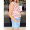 imageCicy Bell Womens Striped Vest Summer Casual Button Down Cap Sleeve Tank Tops Crew Neck Sleeveless CardiganRed