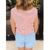imageCicy Bell Womens Striped Vest Summer Casual Button Down Cap Sleeve Tank Tops Crew Neck Sleeveless CardiganRed