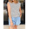imageCicy Bell Womens Striped Vest Summer Casual Button Down Cap Sleeve Tank Tops Crew Neck Sleeveless CardiganWhite