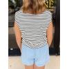 imageCicy Bell Womens Striped Vest Summer Casual Button Down Cap Sleeve Tank Tops Crew Neck Sleeveless CardiganWhite