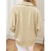 imageCicy Bell Womens Summer 34 Sleeve Tops Casual Collared V Neck Loose Blouse Retro Metallic Shiny T ShirtsBeige