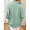 imageCicy Bell Womens Summer 34 Sleeve Tops Casual Collared V Neck Loose Blouse Retro Metallic Shiny T ShirtsGreen