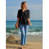 imageCicy Bell Womens Summer Blouses Bell Short Sleeve V Neck Babydoll Flowy Tops Dressy Casual Loose Fit Beach Pleated ShirtsBlack