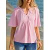 imageCicy Bell Womens Summer Blouses Bell Short Sleeve V Neck Babydoll Flowy Tops Dressy Casual Loose Fit Beach Pleated ShirtsPink