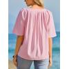 imageCicy Bell Womens Summer Blouses Bell Short Sleeve V Neck Babydoll Flowy Tops Dressy Casual Loose Fit Beach Pleated ShirtsPink