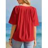 imageCicy Bell Womens Summer Blouses Bell Short Sleeve V Neck Babydoll Flowy Tops Dressy Casual Loose Fit Beach Pleated ShirtsRed