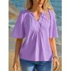imageCicy Bell Womens Summer Blouses Bell Short Sleeve V Neck Babydoll Flowy Tops Dressy Casual Loose Fit Beach Pleated ShirtsViolet