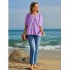 imageCicy Bell Womens Summer Blouses Bell Short Sleeve V Neck Babydoll Flowy Tops Dressy Casual Loose Fit Beach Pleated ShirtsViolet