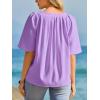 imageCicy Bell Womens Summer Blouses Bell Short Sleeve V Neck Babydoll Flowy Tops Dressy Casual Loose Fit Beach Pleated ShirtsViolet