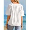 imageCicy Bell Womens Summer Blouses Bell Short Sleeve V Neck Babydoll Flowy Tops Dressy Casual Loose Fit Beach Pleated ShirtsWhite