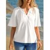 imageCicy Bell Womens Summer Blouses Bell Short Sleeve V Neck Babydoll Flowy Tops Dressy Casual Loose Fit Beach Pleated ShirtsWhite
