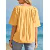 imageCicy Bell Womens Summer Blouses Bell Short Sleeve V Neck Babydoll Flowy Tops Dressy Casual Loose Fit Beach Pleated ShirtsYellow