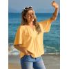 imageCicy Bell Womens Summer Blouses Bell Short Sleeve V Neck Babydoll Flowy Tops Dressy Casual Loose Fit Beach Pleated ShirtsYellow