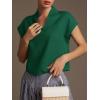 imageCicy Bell Womens Summer Cap Sleeve Blouse V Neck Casual Dressy Work Tops Loose Fit Elegant Textured Shirts Dark Green