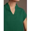 imageCicy Bell Womens Summer Cap Sleeve Blouse V Neck Casual Dressy Work Tops Loose Fit Elegant Textured Shirts Dark Green