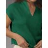 imageCicy Bell Womens Summer Cap Sleeve Blouse V Neck Casual Dressy Work Tops Loose Fit Elegant Textured Shirts Dark Green