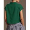 imageCicy Bell Womens Summer Cap Sleeve Blouse V Neck Casual Dressy Work Tops Loose Fit Elegant Textured Shirts Dark Green